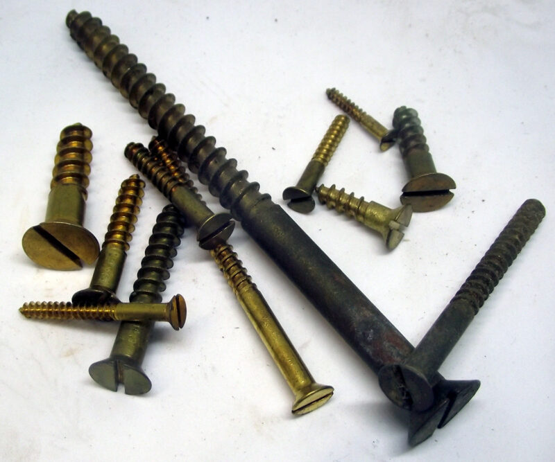 Vintage Slotted Brass CSK Wood Screws