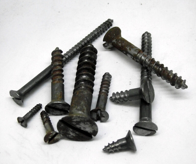 Vintage Slotted Steel CSK Wood Screws