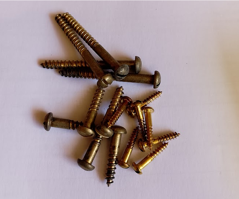 Vintage Slotted Brass Round Head Wood Screws
