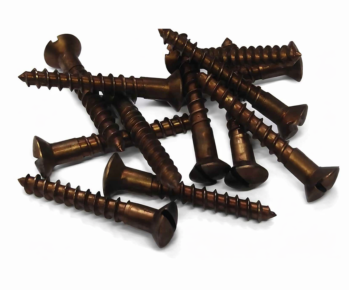 Dark bronze finish brass wood screws